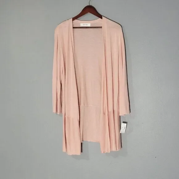 Dressbarn Womens Open Front  Linen Blend Cardigans Pink M Sz 1 X - Picture 2 of 9